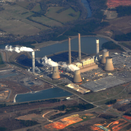 aerial of Georgia coal powered power plant