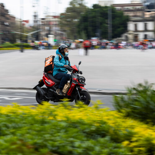 delivery driver on scooter