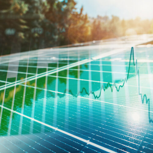 graphs overlay on solar panel
