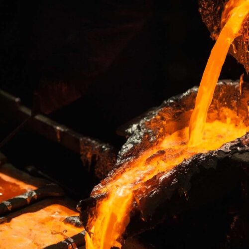 molten metal at aluminium foundry