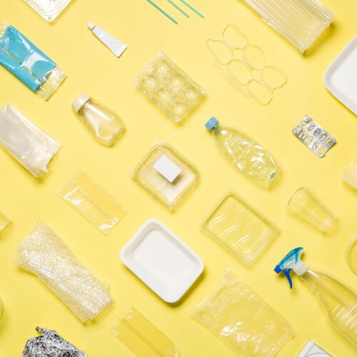 rows of plastic waste