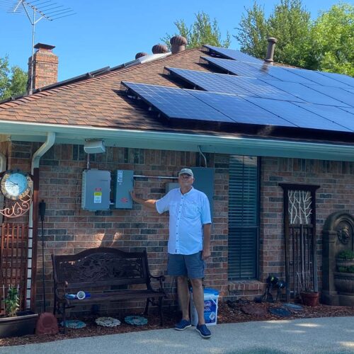 Terry Morris with his newly installed solar system in Plano, Texas Photo courtesy Sun United Neighbors